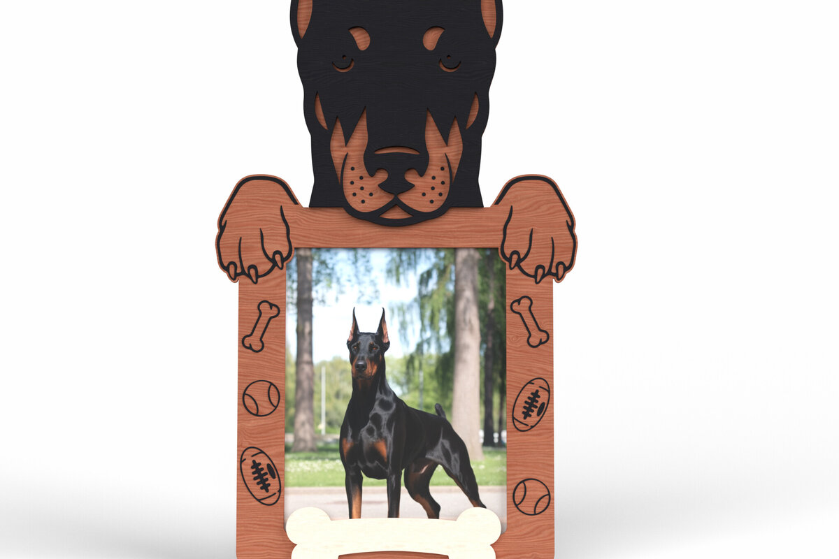 Intra απο ξύλο plywood 3mm-4mm πάχος - Κορνίζα Doberman Dog -  Δίασταση 20x25 cm INTRAFABR-117566557