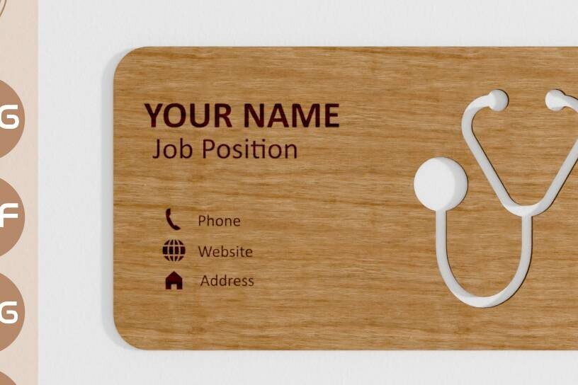 Intra απο ξύλο plywood 3mm-4mm πάχος - Επαγγελματική κάρτα Doctor Medcin με λέιζερ Δίασταση 9x5 cm INTRAFABR-103863636