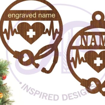 Intra απο ξύλο plywood 3mm-4mm πάχος - Χριστουγεννιάτικο Στολίδι Γιατρός/Νοσοκόμα  Δίασταση 6x6 cm INTRAFABR-79179025 - Image 1