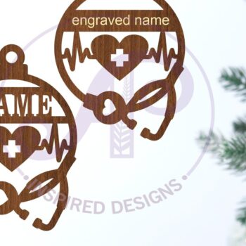 Intra απο ξύλο plywood 3mm-4mm πάχος - Χριστουγεννιάτικο Στολίδι Γιατρός/Νοσοκόμα  Δίασταση 6x6 cm INTRAFABR-79179025 - Image 2