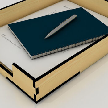 Intra απο ξύλο plywood 3mm-4mm πάχος - Θήκη κάρτας Organizer Desk Tray Document Δίασταση 30x20 cm INTRAFABR-60985026 - Image 2