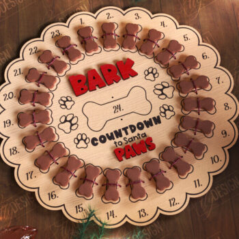 Intra απο ξύλο plywood 3mm-4mm πάχος - Πακέτο Ημερολογίου Advent Dog | Δώρο για κατοικίδια Δίασταση 15x15 cm INTRAFABR-109884728 - Image 4