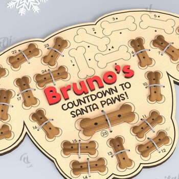 Intra απο ξύλο plywood 3mm-4mm πάχος - Dog Advent Calendar Σχέδιο κοπής με λέιζερ Δίασταση 30x20 cm INTRAFABR-108511161 - Image 1