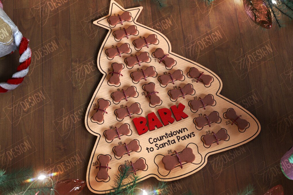 Intra απο ξύλο plywood 3mm-4mm πάχος - Ημερολόγιο Advent Dog | Δώρο για κατοικίδια | Λιχουδιές Δίασταση 15x15 cm INTRAFABR-109884527