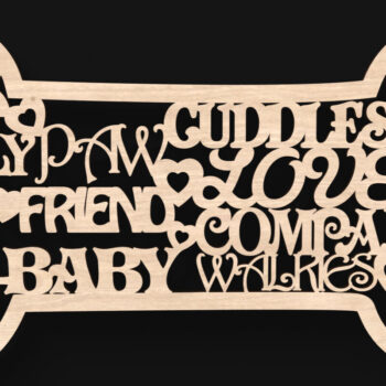 Intra απο ξύλο plywood 3mm-4mm πάχος -  με λέιζερ  με λέξεις οστών σκύλου Δίασταση 4x4 cm INTRAFABR-103517726 - Image 1