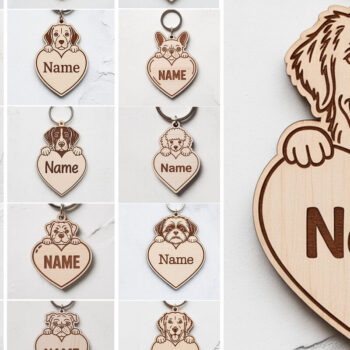 Intra απο ξύλο plywood 3mm-4mm πάχος - Μπρελόκ με ετικέτα ονόματος ράτσας σκύλου Δίασταση 4x4 cm INTRAFABR-122245051 - Image 1