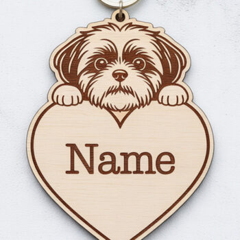 Intra απο ξύλο plywood 3mm-4mm πάχος - Μπρελόκ με ετικέτα ονόματος ράτσας σκύλου Δίασταση 4x4 cm INTRAFABR-122245051 - Image 2