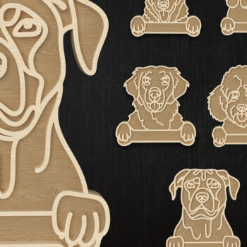 Intra απο ξύλο plywood 3mm-4mm πάχος - Δέσμη κοπής με λέιζερ περίγραμμα φυλής σκύλου Δίασταση 6x6 cm INTRAFABR-112507403 - Image 1