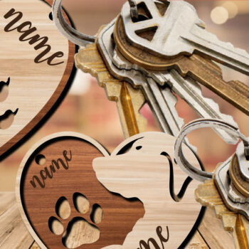 Intra απο ξύλο plywood 3mm-4mm πάχος - Πακέτο μπρελόκ καρδιάς για σκύλους και γάτας Δίασταση 4x4 cm INTRAFABR-27265116 - Image 1