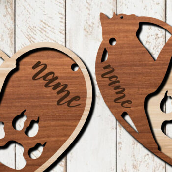 Intra απο ξύλο plywood 3mm-4mm πάχος - Πακέτο μπρελόκ καρδιάς για σκύλους και γάτας Δίασταση 4x4 cm INTRAFABR-27265116 - Image 5