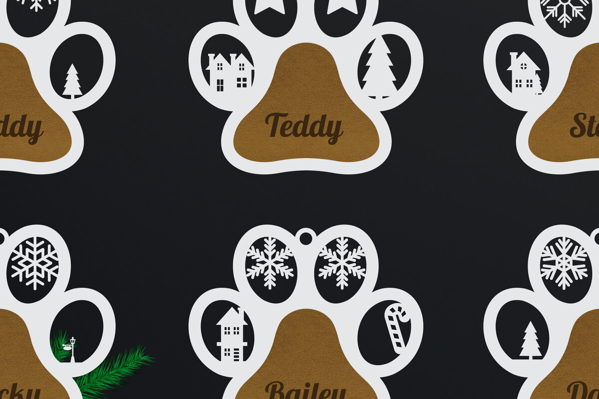 Intra απο ξύλο plywood 3mm-4mm πάχος -  κοπής με λέιζερ Χριστουγεννιάτικο στολίδι σκύλου Δίασταση 6x6 cm INTRAFABR-48104957