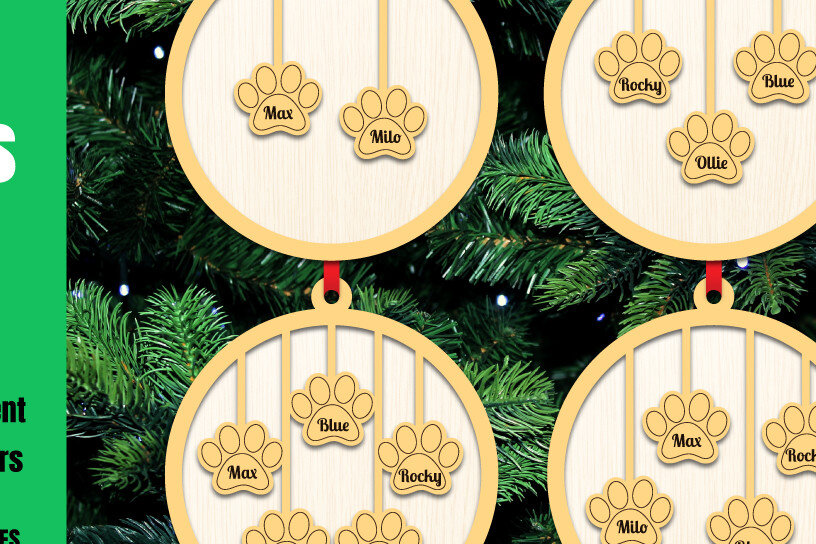 Intra απο ξύλο plywood 3mm-4mm πάχος -  με λέιζερ Χριστουγεννιάτικο στολίδι σκύλου Δίασταση 2x4 cm INTRAFABR-20095307