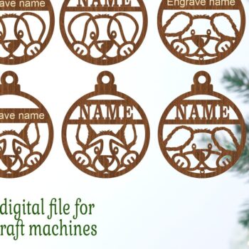 Intra απο ξύλο plywood 3mm-4mm πάχος - Χριστουγεννιάτικα στολίδια σκύλου, 4 χαριτωμένα σχέδια Δίασταση 6x6 cm INTRAFABR-75520497 - Image 2