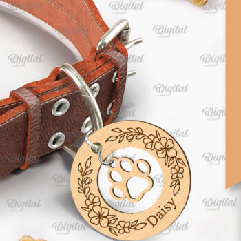 Intra απο ξύλο plywood 3mm-4mm πάχος - με κολάρο σκύλου. Ετικέτα ονόματος σκύλου Δίασταση 30x20 cm INTRAFABR-92043203 - Image 1