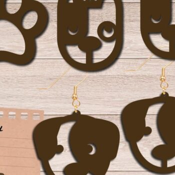 Intra απο ξύλο plywood 3mm-4mm πάχος - Dog Earrings , Dog Lovers Laser Cut Δίασταση 3x3 cm INTRAFABR-83944002 - Image 1