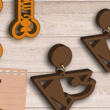 Intra απο ξύλο plywood 3mm-4mm πάχος - Dog Earrings , Dog Lovers Laser Cut Δίασταση 3x3 cm INTRAFABR-89404455 - Image 1