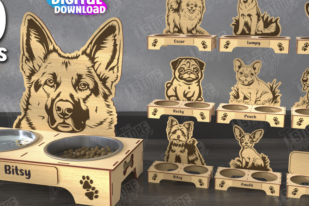 Intra απο ξύλο plywood 3mm-4mm πάχος - Πακέτο βάσης για μπολ τροφής για σκύλους |  CNC Δίασταση 20x20 cm INTRAFABR-110851429