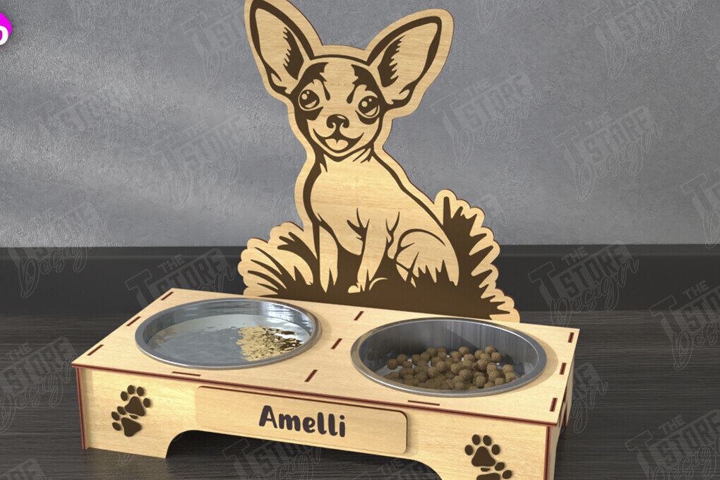 Intra απο ξύλο plywood 3mm-4mm πάχος - Βάση μπολ τροφής για σκύλους | Θήκη για μπολ φαγητού Δίασταση 20x20 cm INTRAFABR-110851254