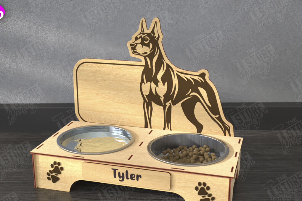 Intra απο ξύλο plywood 3mm-4mm πάχος - Βάση μπολ τροφής για σκύλους | Θήκη για μπολ φαγητού Δίασταση 20x20 cm INTRAFABR-110851273