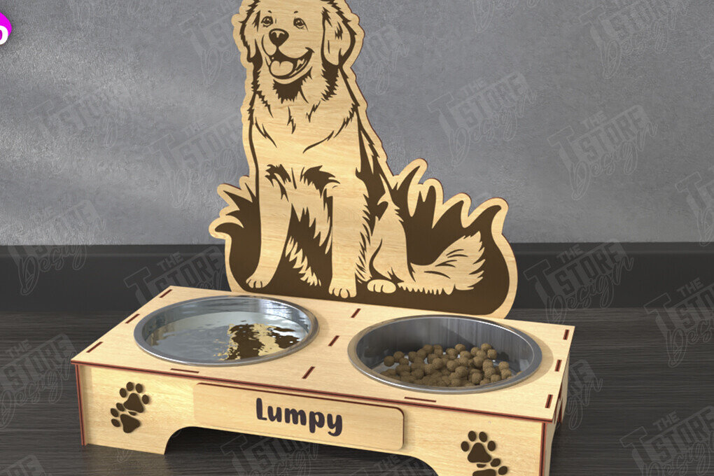 Intra απο ξύλο plywood 3mm-4mm πάχος - Βάση μπολ τροφής για σκύλους | Θήκη για μπολ φαγητού Δίασταση 20x20 cm INTRAFABR-110851345