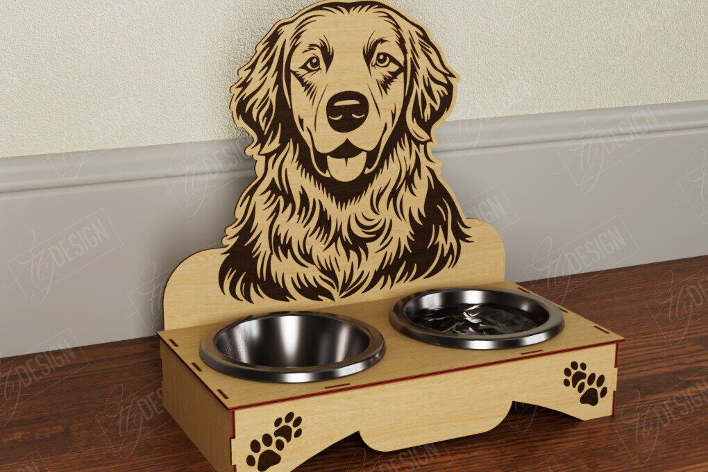 Intra απο ξύλο plywood 3mm-4mm πάχος - Βάση μπολ τροφής για σκύλους | Θήκη για μπολ φαγητού Δίασταση 30x20 cm INTRAFABR-108928266