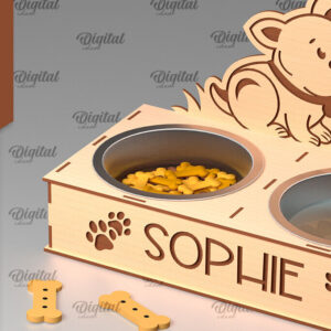 Intra απο ξύλο plywood 3mm-4mm πάχος - Βάση για μπολ τροφής για σκύλους  Δίασταση 30x20 cm INTRAFABR-98216693