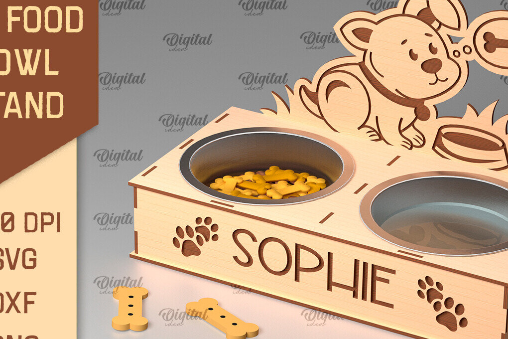 Intra απο ξύλο plywood 3mm-4mm πάχος - Βάση για μπολ τροφής για σκύλους  Δίασταση 30x20 cm INTRAFABR-98216693