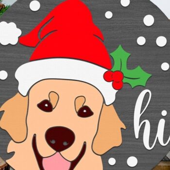 Intra απο ξύλο plywood 3mm-4mm πάχος - Dog Hi , χριστουγεννιάτικο πινακίδας πόρτας Δίασταση 15x15 cm INTRAFABR-112036715 - Image 1