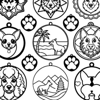 Intra απο ξύλο plywood 3mm-4mm πάχος - Δέσμη  κοπής με μπρελόκ για σκύλους Δίασταση 3600x3600 cm INTRAFABR-120791401 - Image 1