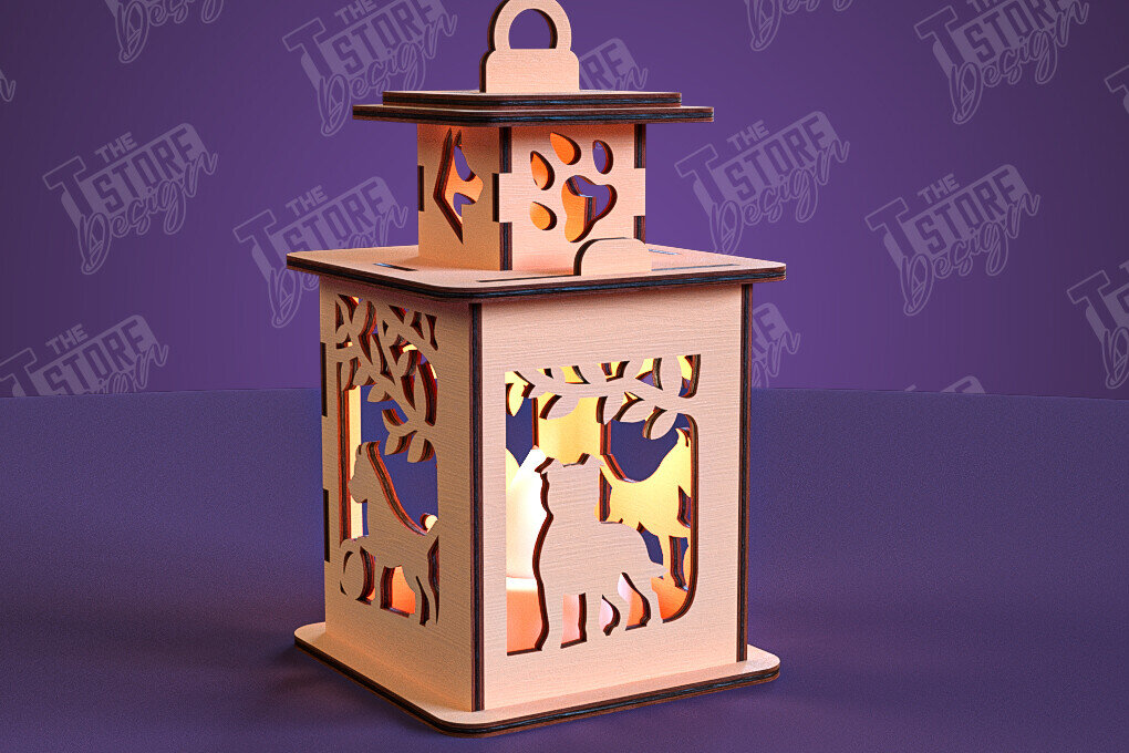 Intra απο ξύλο plywood 3mm-4mm πάχος - Φανάρι σκύλου | 3D Night Light | Κατοικία Κατοικίδια Δίασταση 20x20 cm INTRAFABR-101752660