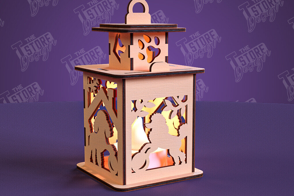 Intra απο ξύλο plywood 3mm-4mm πάχος - Φανάρι σκύλου | 3D Night Light | Κατοικία Κατοικίδια Δίασταση 20x20 cm INTRAFABR-101752706