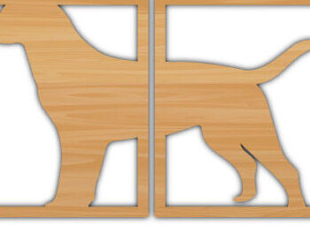 Intra απο ξύλο plywood 3mm-4mm πάχος - Μεταλλικός τοίχος με λίμα κοπής με λέιζερ σκύλου Δίασταση 40x50 cm INTRAFABR-70706303 - Image 2