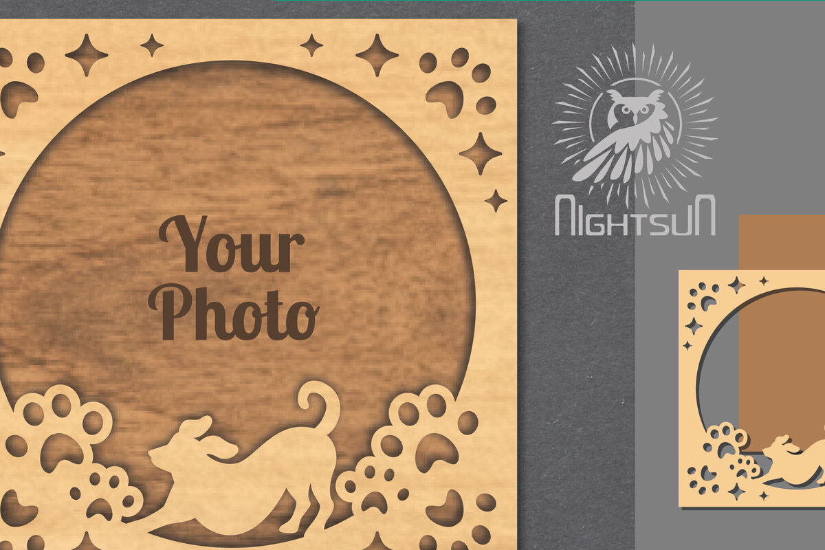 Intra απο ξύλο plywood 3mm-4mm πάχος - Κορνίζα φωτογραφιών κοπής με λέιζερ σκύλου 4 Δίασταση 20x25 cm INTRAFABR-112991309