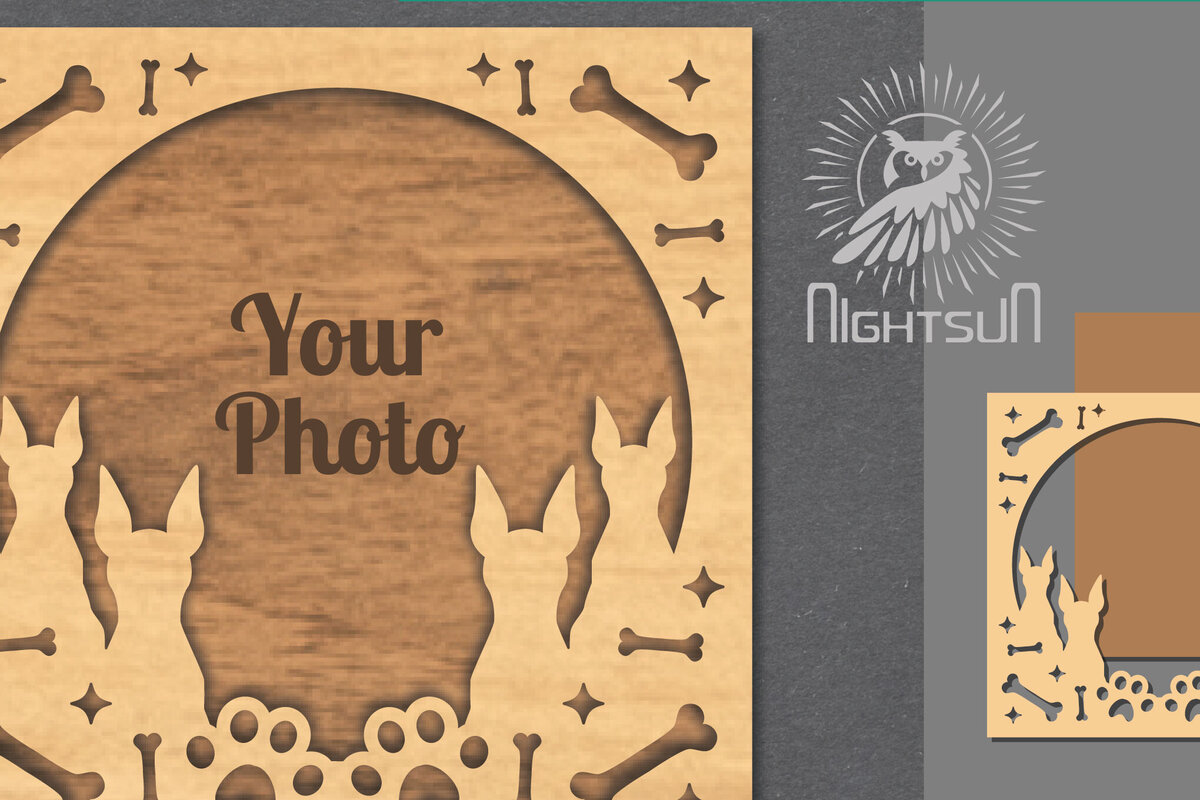 Intra απο ξύλο plywood 3mm-4mm πάχος - Κορνίζα φωτογραφιών κοπής με λέιζερ σκύλου 6 Δίασταση 20x25 cm INTRAFABR-112991383