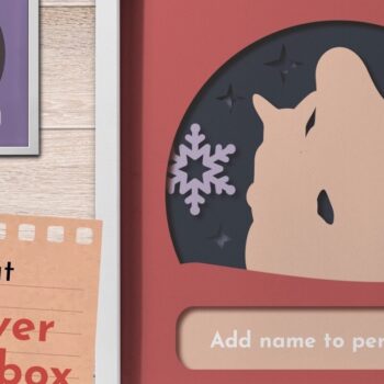 Intra απο ξύλο plywood 3mm-4mm πάχος - Dog Lover Shadow Box, Puppy Light Box Δίασταση 9x9 cm INTRAFABR-81253992 - Image 1