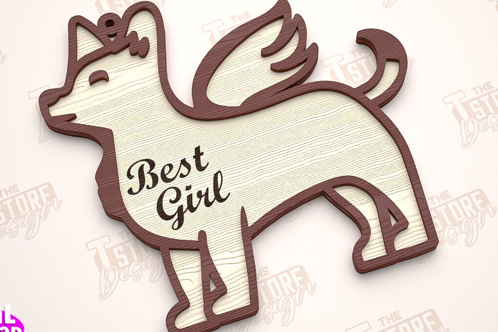 Intra απο ξύλο plywood 3mm-4mm πάχος - Στολίδι Μνήμης Σκύλου | Σκύλος Άγγελος | CNC Δίασταση 6x6 cm INTRAFABR-97304513