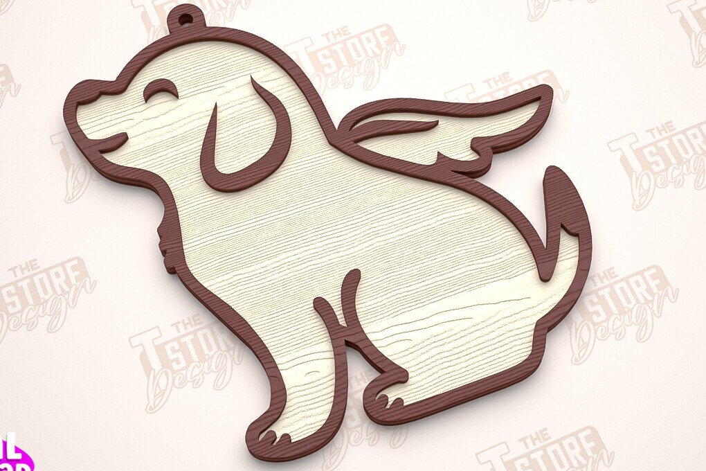 Intra απο ξύλο plywood 3mm-4mm πάχος - Στολίδι Μνήμης Σκύλου | Σκύλος Άγγελος | CNC Δίασταση 6x6 cm INTRAFABR-97304524