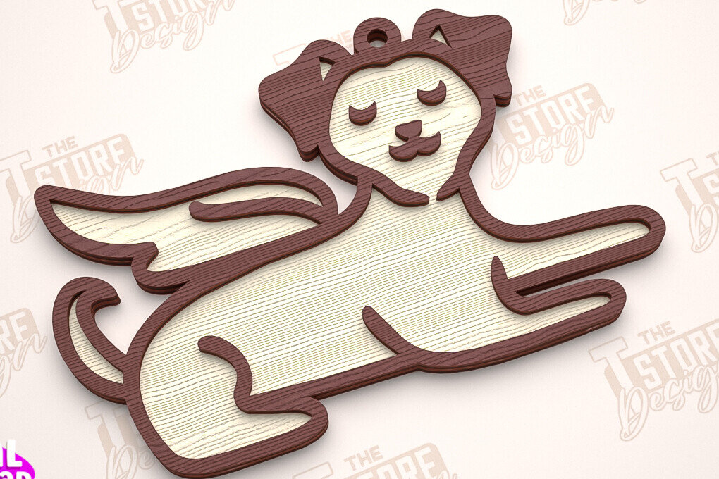 Intra απο ξύλο plywood 3mm-4mm πάχος - Στολίδι Μνήμης Σκύλου | Σκύλος Άγγελος | CNC Δίασταση 6x6 cm INTRAFABR-97304535