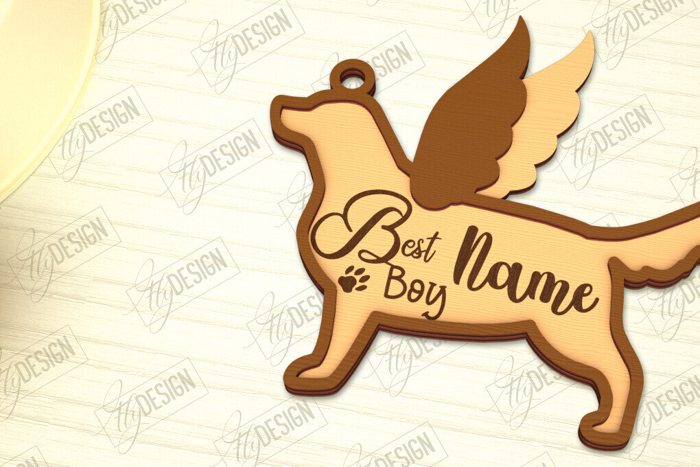 Intra απο ξύλο plywood 3mm-4mm πάχος - Στολίδι Μνήμης Σκύλου | Φτερά Αγγέλου |CNC Δίασταση 6x6 cm INTRAFABR-98194142