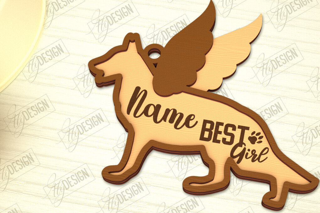 Intra απο ξύλο plywood 3mm-4mm πάχος - Στολίδι Μνήμης Σκύλου | Φτερά Αγγέλου |CNC Δίασταση 6x6 cm INTRAFABR-98194153