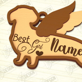 Intra απο ξύλο plywood 3mm-4mm πάχος - Στολίδι Μνήμης Σκύλου | Φτερά Αγγέλου |CNC Δίασταση 6x6 cm INTRAFABR-98194163 - Image 1