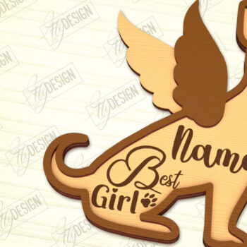 Intra απο ξύλο plywood 3mm-4mm πάχος - Στολίδι Μνήμης Σκύλου | Φτερά Αγγέλου |CNC Δίασταση 6x6 cm INTRAFABR-98194168 - Image 1