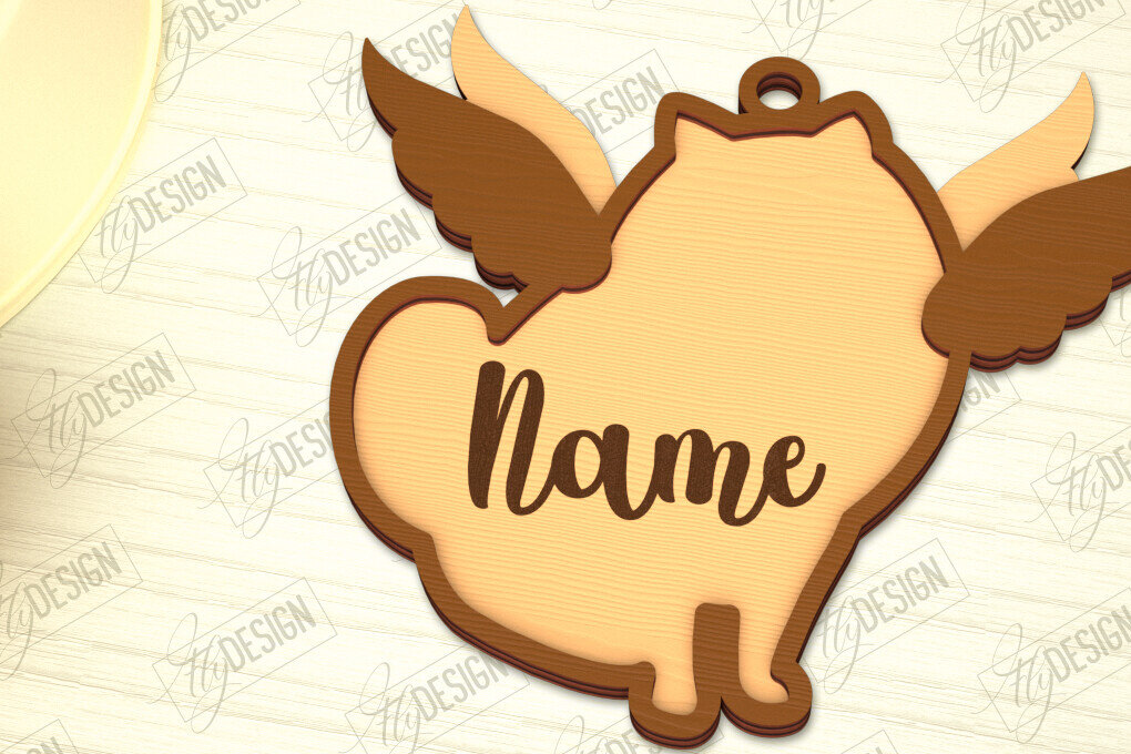 Intra απο ξύλο plywood 3mm-4mm πάχος - Στολίδι Μνήμης Σκύλου | Φτερά Αγγέλου |CNC Δίασταση 6x6 cm INTRAFABR-98194181