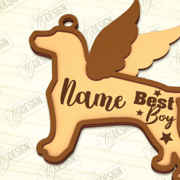 Intra απο ξύλο plywood 3mm-4mm πάχος - Στολίδι Μνήμης Σκύλου | Φτερά Αγγέλου |CNC Δίασταση 6x6 cm INTRAFABR-98194132 - Image 1