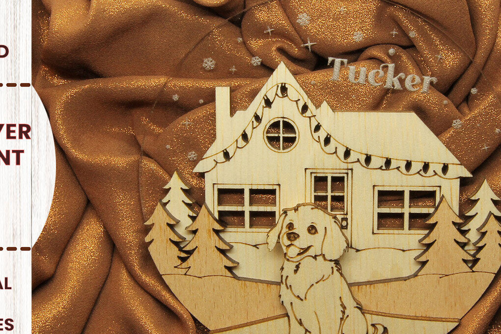 Intra απο ξύλο plywood 3mm-4mm πάχος - Χριστουγεννιάτικο στολίδι πολλαπλών στρώσεων σκύλου Δίασταση 19x4 cm INTRAFABR-82458397