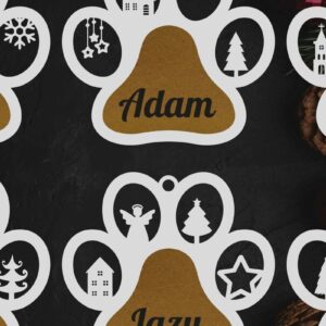 Intra απο ξύλο plywood 3mm-4mm πάχος - Στολίδι με όνομα σκύλου  Laser Cut Bundle Δίασταση 6x6 cm INTRAFABR-48305149