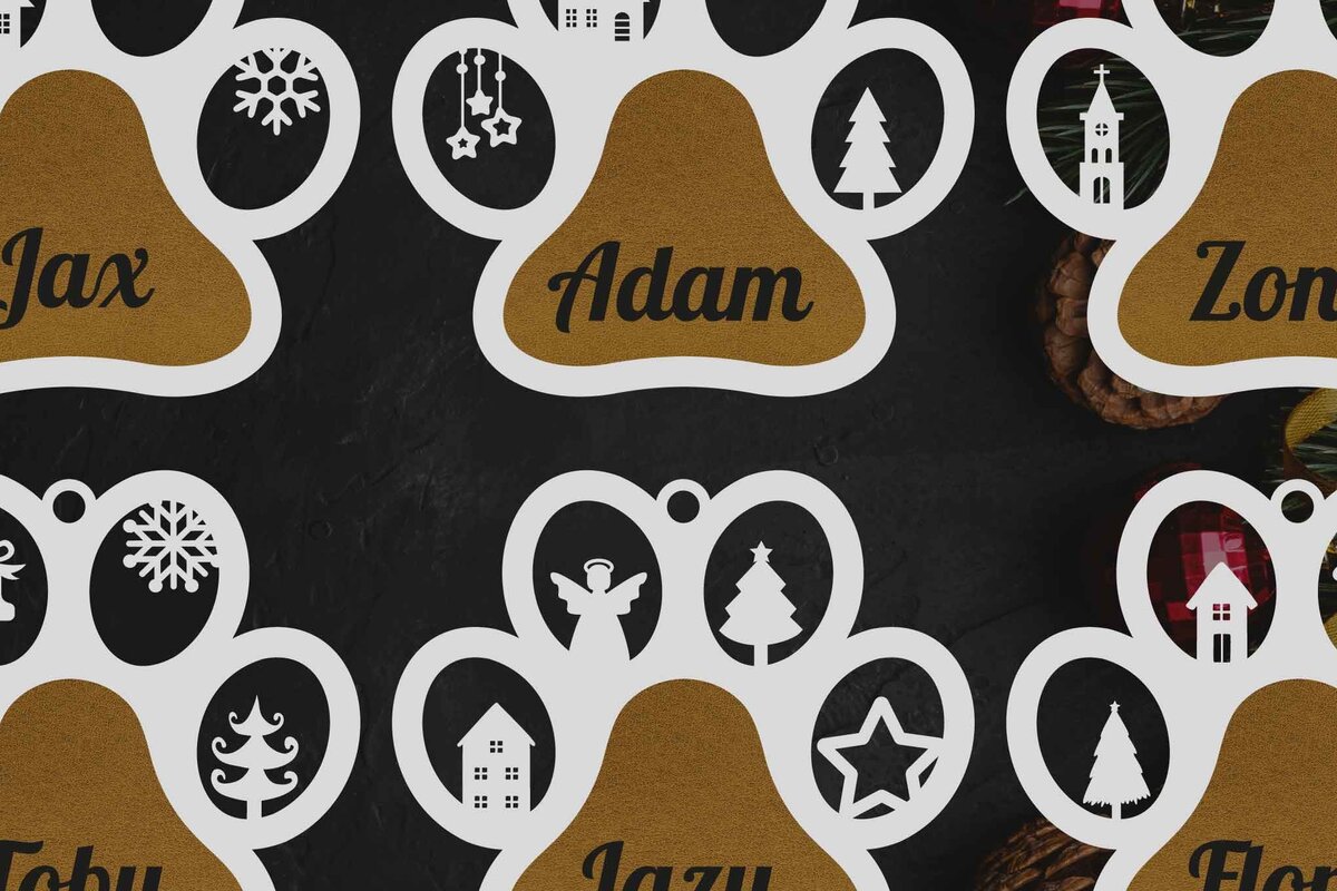 Intra απο ξύλο plywood 3mm-4mm πάχος - Στολίδι με όνομα σκύλου  Laser Cut Bundle Δίασταση 6x6 cm INTRAFABR-48305149