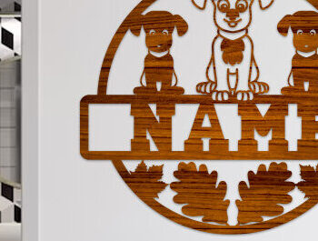 Intra απο ξύλο plywood 3mm-4mm πάχος - Πινακίδα ονόματος σκύλου  Διακόσμηση τοίχου με  Δίασταση 30x20 cm INTRAFABR-75740016 - Image 1