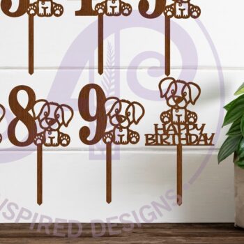 Intra απο ξύλο plywood 3mm-4mm πάχος - Dog Number Cake Toppers, 10 σχέδια Δίασταση 20x20 cm INTRAFABR-91623296 - Image 1