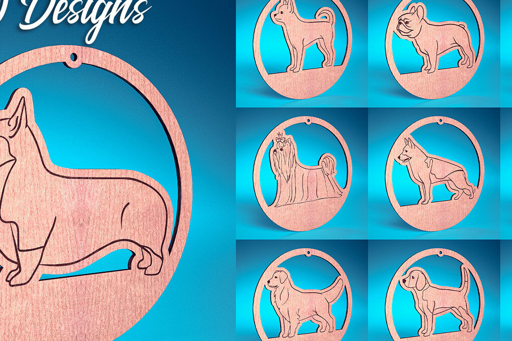 Intra απο ξύλο plywood 3mm-4mm πάχος - Στολίδι σκύλου με λέιζερ  | Λέιζερ σκύλου Δίασταση 6x6 cm INTRAFABR-72481696